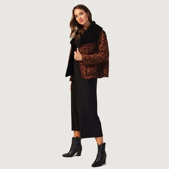 Anthropologie MINKPINK Let It Happen Leopard Print Reversible Jacket Coat - Picture 1 of 13
